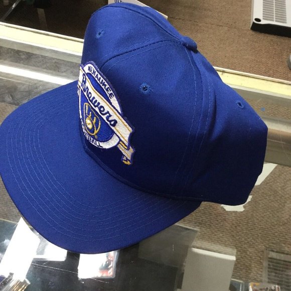 NWT Vintage Milwaukee Brewers New Era Banner Blue Snapback Hat Cap New With Tags - Picture 4 of 6